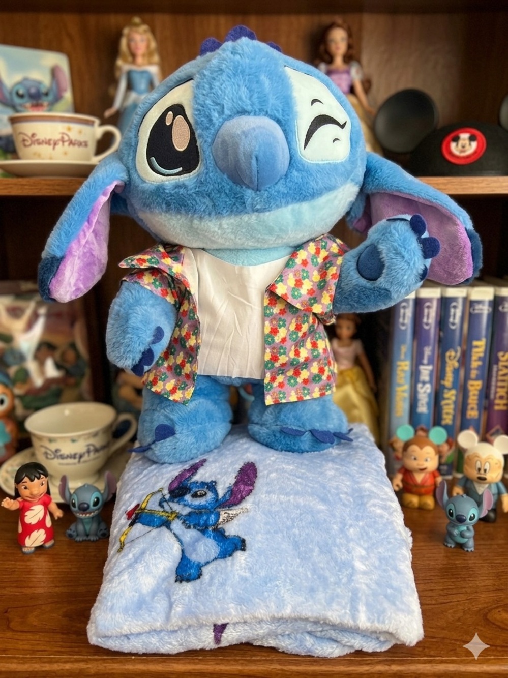 Disney Stitch Plush with Floral Shirt - Blue